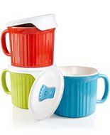 Corningware French White 6 piece Pop-In Mug Multi Color: Includes (1)fluted sprout mug with lid, (1) fluted pool...