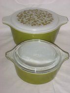 4 Piece Set - Vintage Pyrex Verde Green 1 1/2 Quart &amp; 1 1/2 Pint Casserole Baking Dishes N2