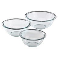 Pyrex 3-Piece Glass Mixing Bowl Set, with 3 Red Lids