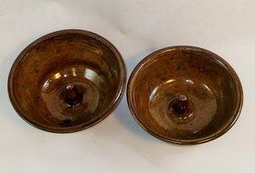 Aunt Chris' Pottery - Hand Made Clay - Individual Apple Baking and Serving Dish - With Molden-In - Fast Baking... N9