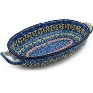 Polish Pottery Oval Baker with Handles 9-inch
