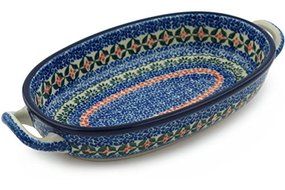 Polish Pottery Oval Baker with Handles 9-inch N4