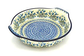 Polish Pottery Baker - Round with Grips - Large - Blue Bells