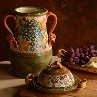 Italian Dinnerware - Two Section Antipasto with handle - Handmade in Italy from our Terre di Chianti Collection N2