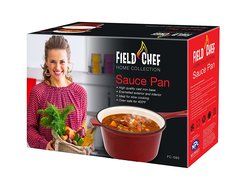 Field Chef Red Enameled Cast Iron Saucepan 3-Quart, Oven Safe 400 Deg, Slow Cook, Stew, One-Pot Meals, Rice, Pork... N3