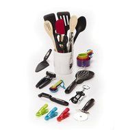 Farberware 28-Piece Tool and Gadget Set, Ceramic Crock Keeps Your Tools Organized and Within Easy Reach