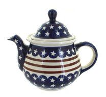 Polish Pottery Stars &amp; Stripes Large Teapot