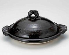 Black-Glaze for 6-8 persons 14.8inch Donabe Japanese Hot pot Black Ceramic Made in Japan