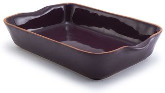 Plum Purple Glazed Terracotta Ceramic Lg Rectangle Baker, 15.5"Lx10"Wx3"H N2