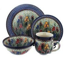 Polish Pottery Gladiolus 16-Piece Dinner Set