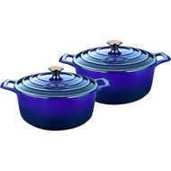 La Cuisine LC 2379 4 Piece Round Cast Iron Casserole Set with Enamel Finish, High Gloss Sapphire