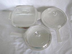 Set of 3 - Vintage 1970s Corning Ware " Spice O' Life " Covered Skillet &amp; Casserole Baking Dishes (2 1/2 cup,... N3