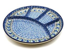 Polish Pottery Dish - Divided Appetizer - Peacock Feather