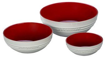 Le Creuset PG4103S-16WC Stoneware Multi Bowls (Set of 3), White