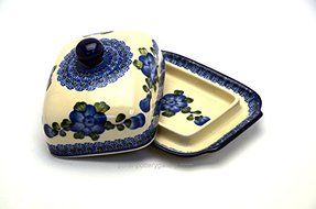 Polish Pottery Butter Dish - Blue Poppy