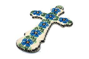 Polish Pottery Cross - 7 3/4" - Morning Glory
