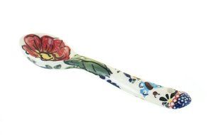 Polish Pottery Floral Butterfly Sugar Spoon