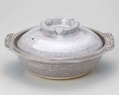 Grey-Glaze Brush for 6-8 persons 13.8inch Donabe Japanese Hot pot Grey Ceramic Made in Japan