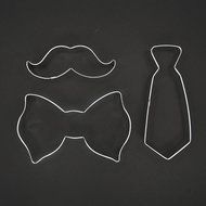 Mustache Necktie Bow Tie Cookie Cutter Set for Father's Day Dad Gift Birthday Graduation Party Favors Decor