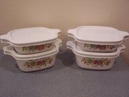 Corningware Spice of Life Petite Pan Individual Casseroles Set of 4 with Lids (multi)