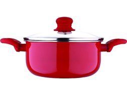 Bergner Bellini Plus Marble Press Aluminium Casserole Induction With Lid, Red (&Oslash;24X12CM)