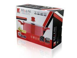 Bergner Bellini Plus Marble Press Aluminium Casserole Induction With Lid, Red (&Oslash;24X12CM) N2