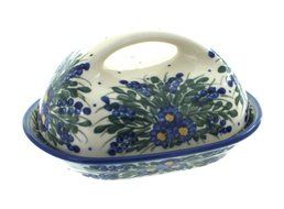Polish Pottery Hyacinth Butter Dish