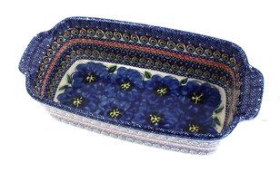 Polish Pottery Blue Art Loaf Baker N2