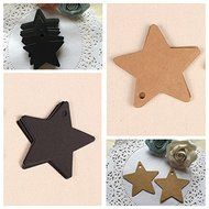 Bargain World 50pcs Five Star Paper Label Kraft Paper Hanging Tags Wedding Party Gift Labels