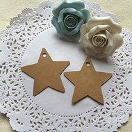 Bargain World 50pcs Five Star Paper Label Kraft Paper Hanging Tags Wedding Party Gift Labels N2