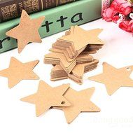 Bargain World 50pcs Five Star Paper Label Kraft Paper Hanging Tags Wedding Party Gift Labels N3