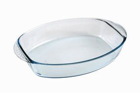 Marinex 4.4-Quart Prediletta Oval Glass Roaster with Handles, Large, Clear