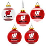 NCAA Wisconsin Badgers Plastic Christmas Ball Ornament 5 Pack Team Shoe Bundle 2 Pack By Forever Collectibles... N2