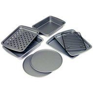 BakerEze 8-Piece Non-stick Toaster Oven Set, Silver, Steel