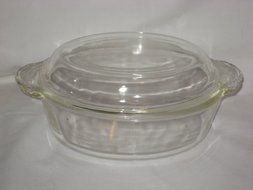 Vintage Fire-King Clear Glass 1 1/2 Quart Oval Casserole w/ Lid USA