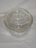 Vintage Fire-King Clear Glass 1 1/2 Quart Oval Casserole w/ Lid USA N2
