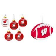 NCAA Wisconsin Badgers Plastic Christmas Ball Ornament 5 Pack Foam Bundle 2 Pack By Forever Collectibles
