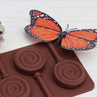 Drhob 1pc Lollipop Mold Silicone Mould 6 Lattices In Circles DIY Handmade (Color: Brown)