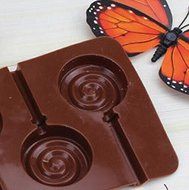Drhob 1pc Lollipop Mold Silicone Mould 6 Lattices In Circles DIY Handmade (Color: Brown) N2