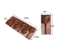 Drhob 1pc Lollipop Mold Silicone Mould 6 Lattices In Circles DIY Handmade (Color: Brown) N3