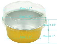 Cutequeen trading 100pcs 125ml Golden Aluminum Foil cups with Plastic Cover FOR Muffin Cupcake Baking Bake Utility... N3