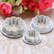 DUFUSTORE 3 Pcs Blossom Carnation Flower Fondant Cake Sugarcraft Gum Paste Cutter Plunger N6