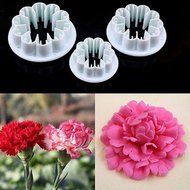 DUFUSTORE 3 Pcs Blossom Carnation Flower Fondant Cake Sugarcraft Gum Paste Cutter Plunger N7