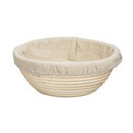 Round banneton proofing bread dough rising rattan basket &amp; cloth liner - 9 Inch