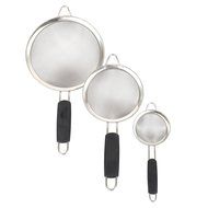 Cucinare Food Strainer Set- Premium Stainless Steel Fine Mesh Strainers, Colanders and Sifters- 3 Sizes N2