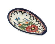 Polish Pottery Floral Butterfly Small Spoon Rest