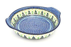 Polish Pottery Baker - Round with Grips - Large - Christmas Trees