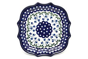 Polish Pottery Tray - Serpentine Edge - Bleeding Heart