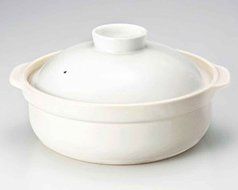 Utage for 4-5 persons 11.3inch Donabe Japanese Hot pot White Ceramic Made in Japan
