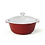 9.65" L x 8.11" W x 5.51" H Ceramic/Glass 2.11 qt. Covered Casserole Dish in Red